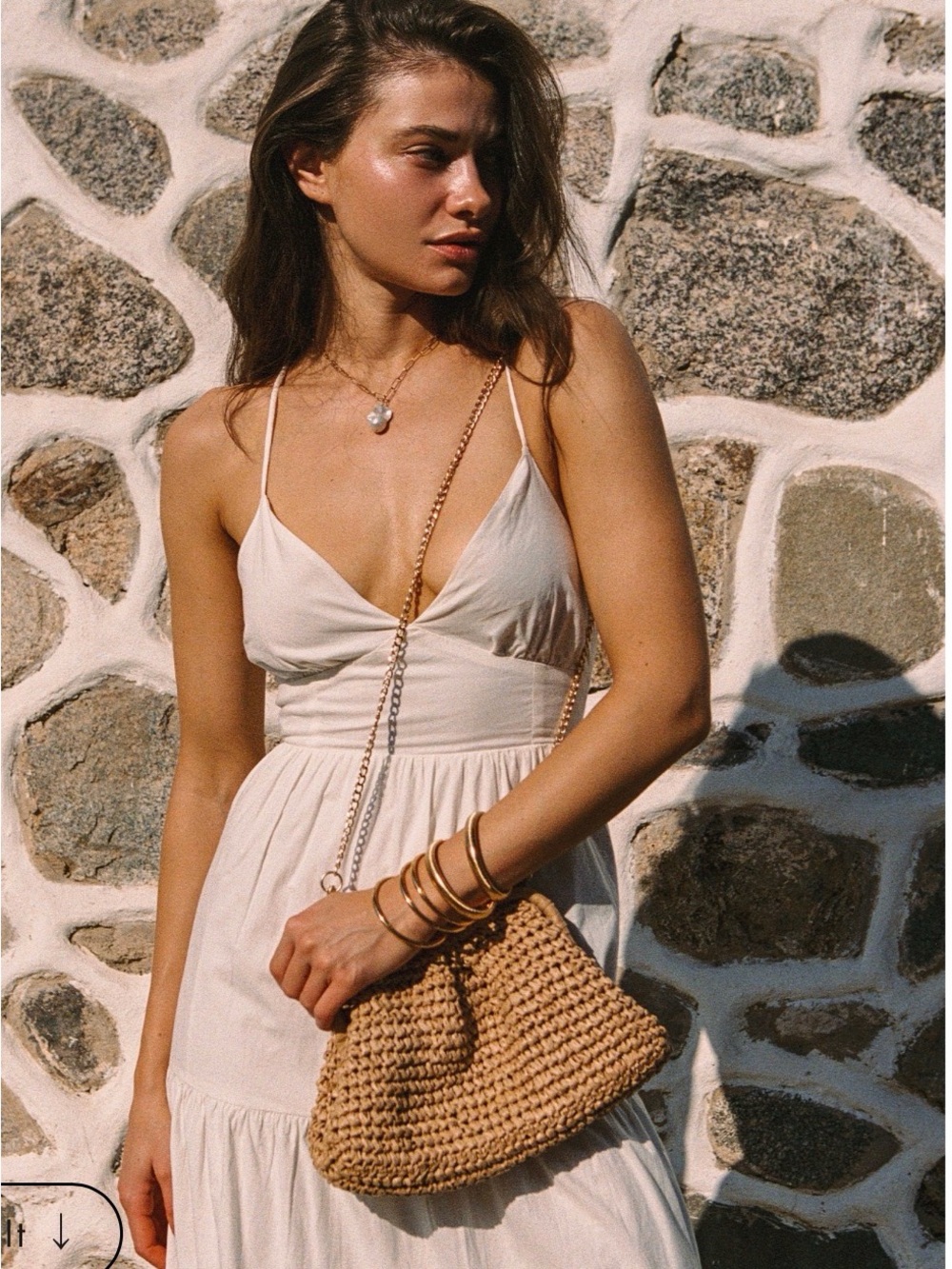 🔘l*space “harmony” Woven Straw Clutch with Gold Chain - Tan - Picture 5 of 12
